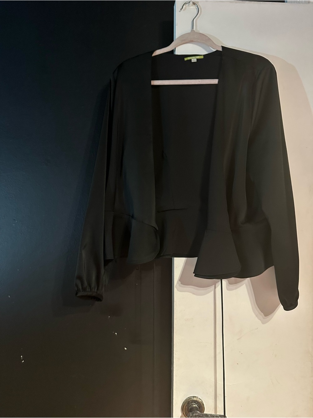 Gianni Bini Black Open-Front Peplum Blazer
